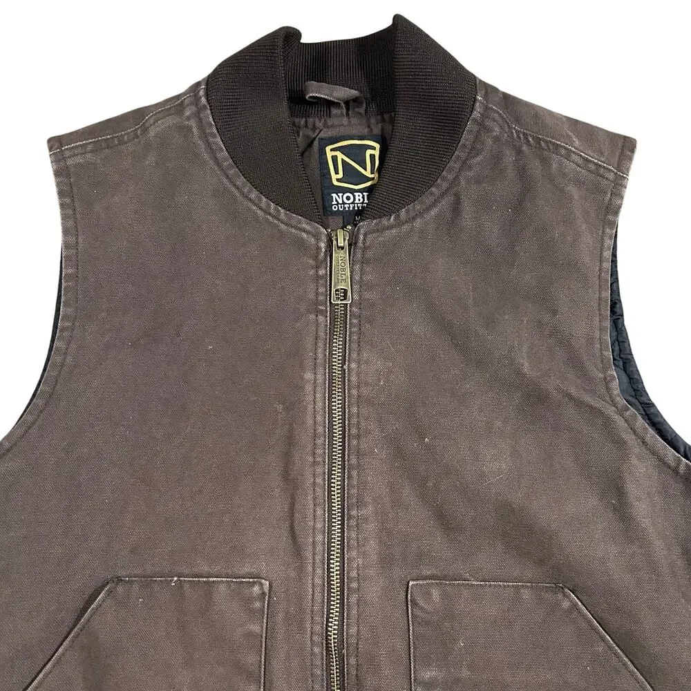 Noble Outfitters Canvas Vest Brown Men’s Medium Quilted Workwear Zip Vintage